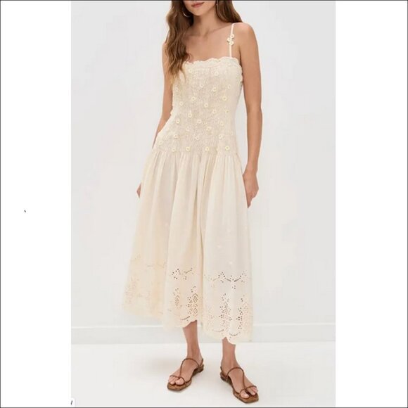 Free People Daphne Midi Dress in Tea Combo - XS - NWT - Picture 1 of 11